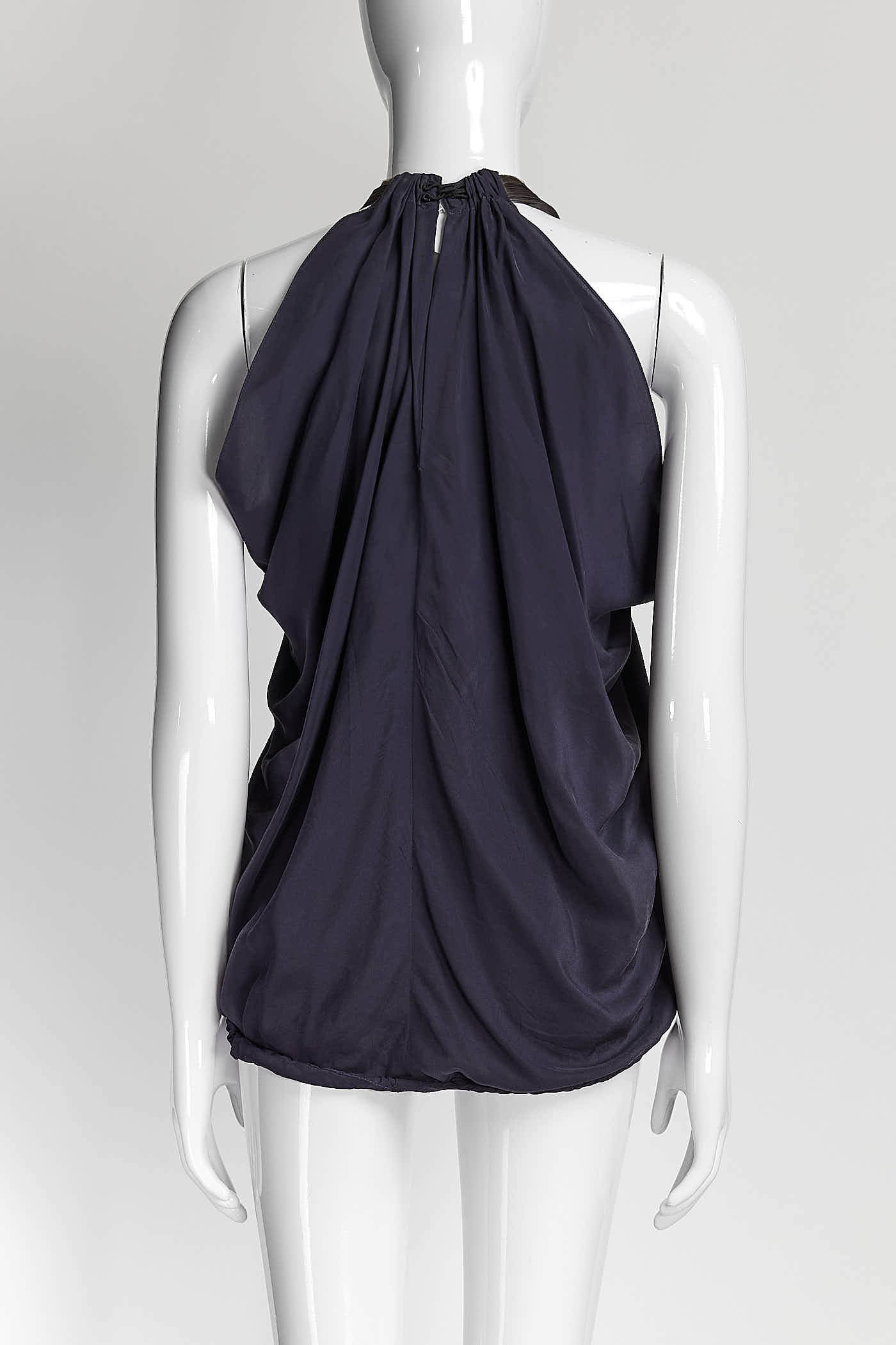 Lanvin Navy Knotted Neck Blouse 42