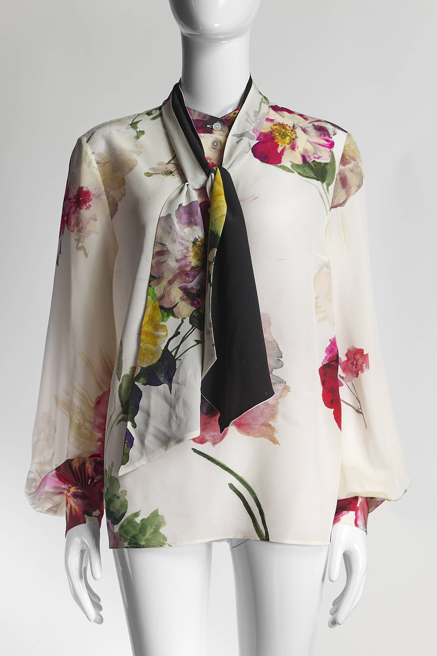 Lanvin Neck Tie Floral Blouse 38