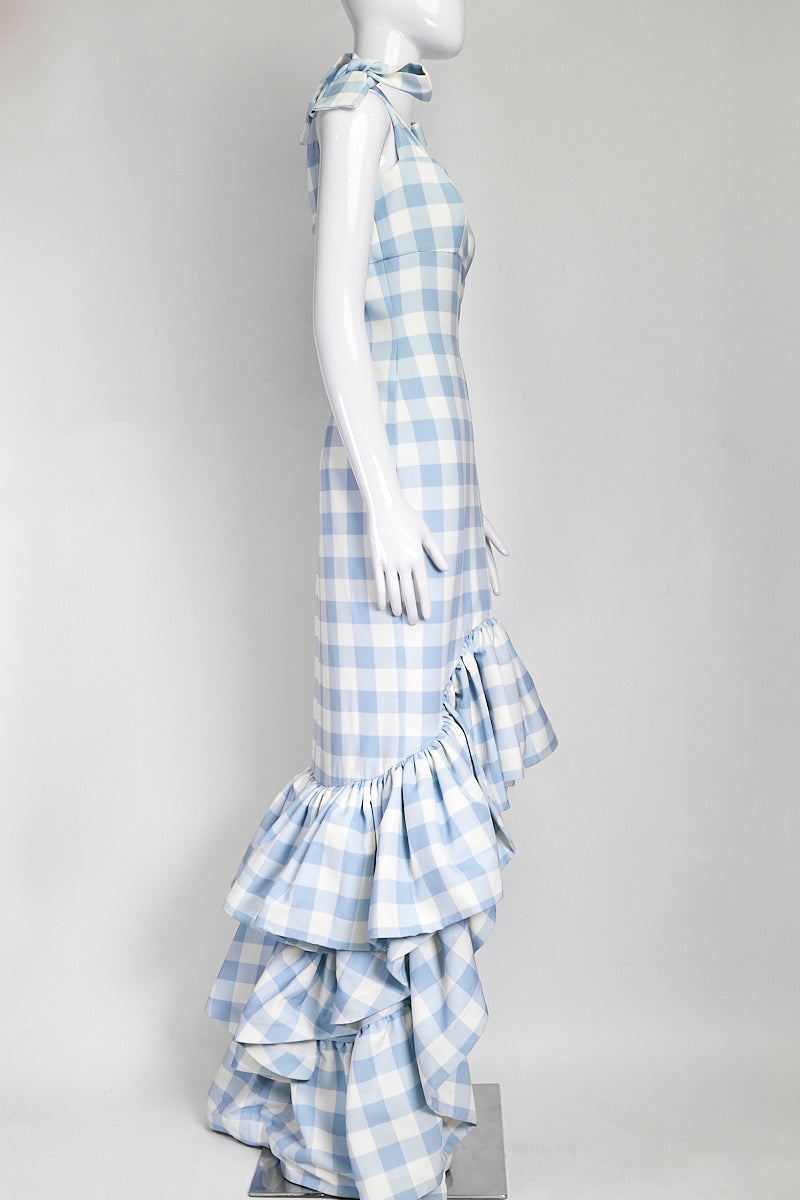 Leal Daccarett La Palma Dress in Blue Gingham US 6