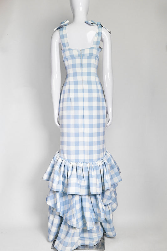 Leal Daccarett La Palma Dress in Blue Gingham US 6