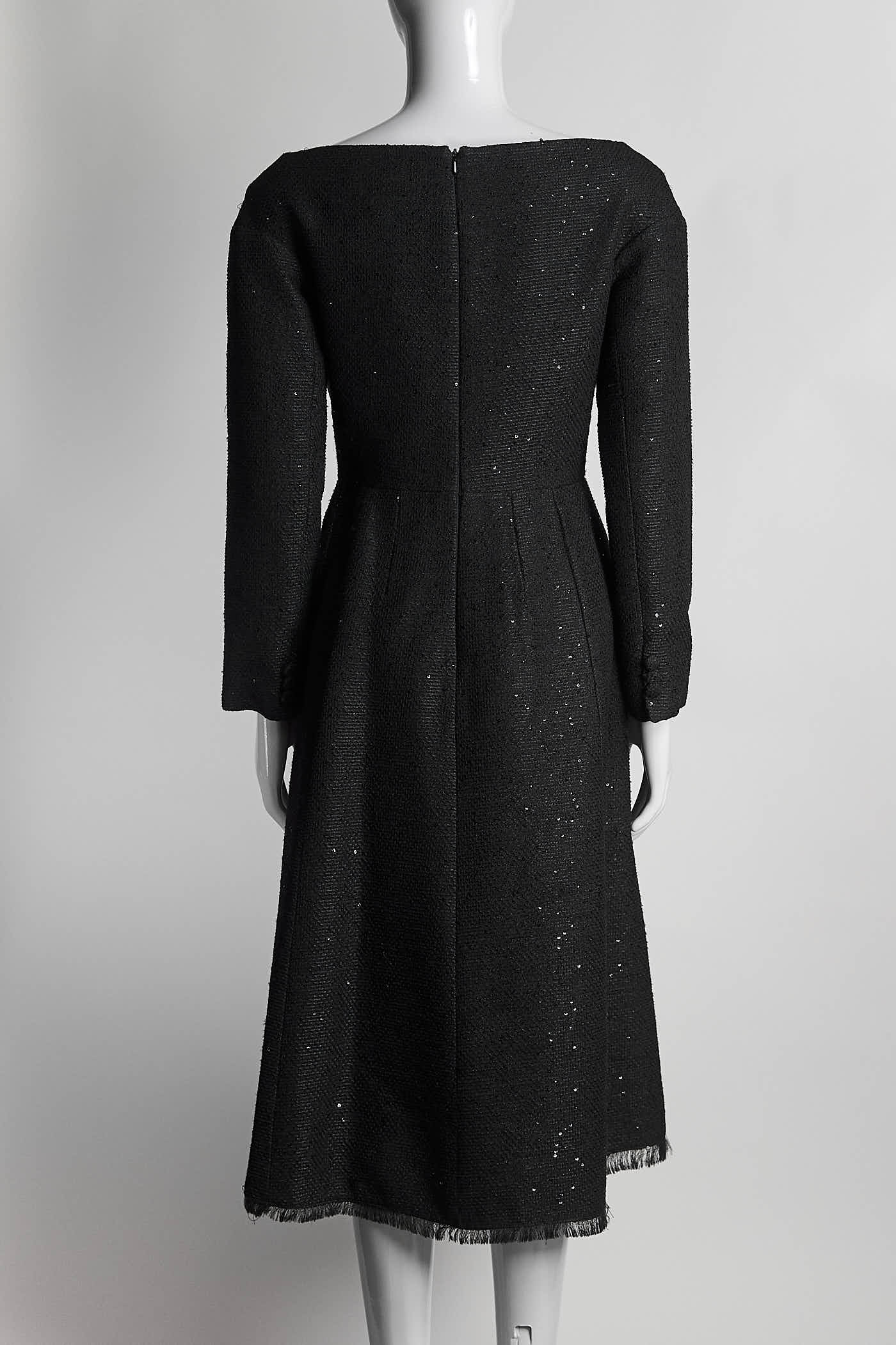 Lela Rose Black Metallic Tweed Coat 6