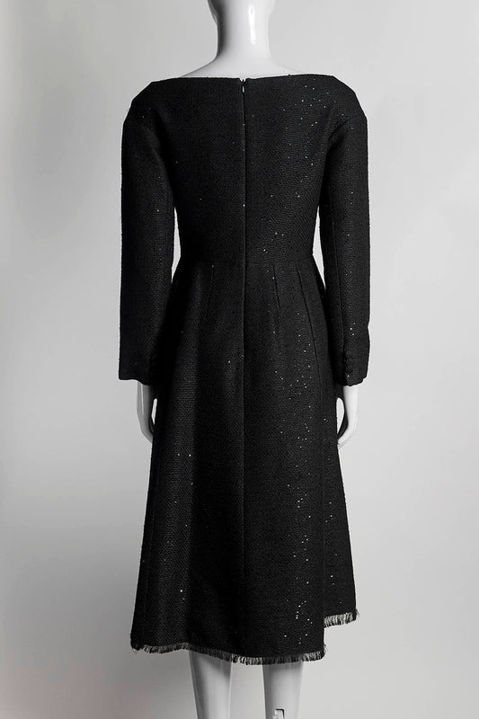 Lela Rose Black Metallic Tweed Coat 6