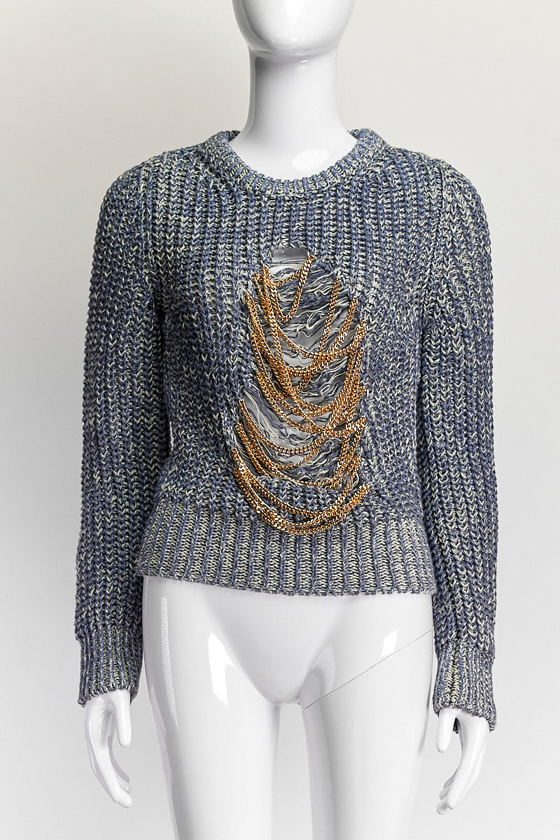 Loewe Chain Detail Blue Sweater XS