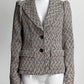 Louis Vuitton Beige/Navy Multicolor Wool Blazer with Logo Lining 38