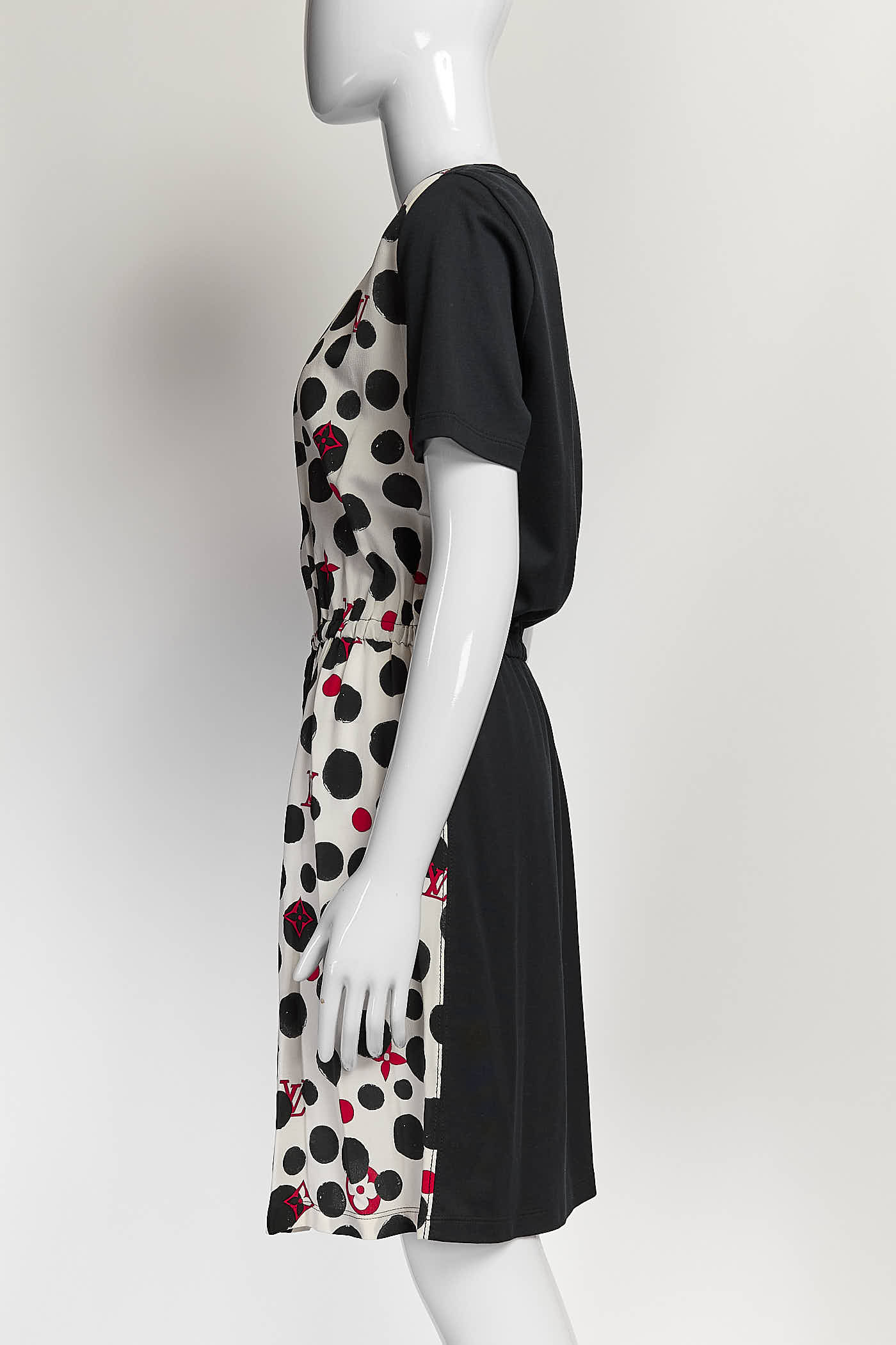 Louis Vuitton Black Draw String Dress with Monogram/Polka Dot M