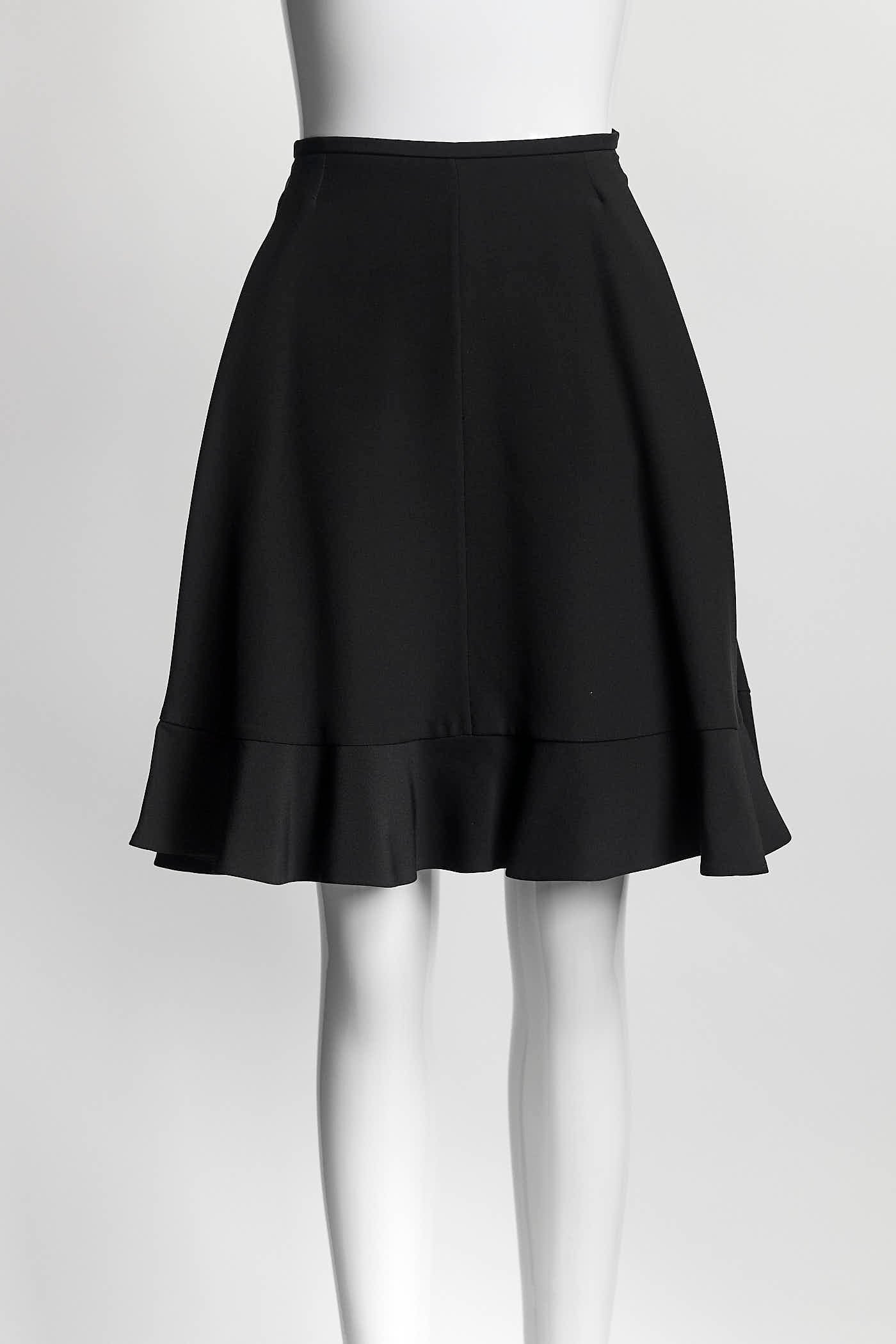 Louis Vuitton Black Silk Ruffle Skirt 38