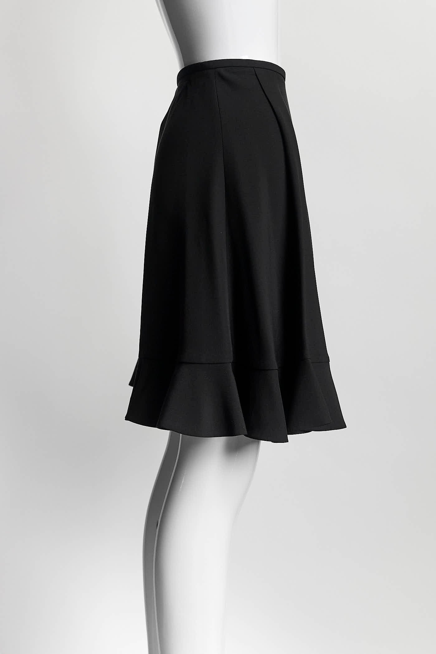 Louis Vuitton Black Silk Ruffle Skirt 38