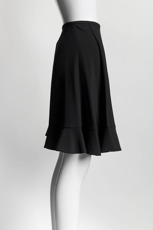 Louis Vuitton Black Silk Ruffle Skirt 38