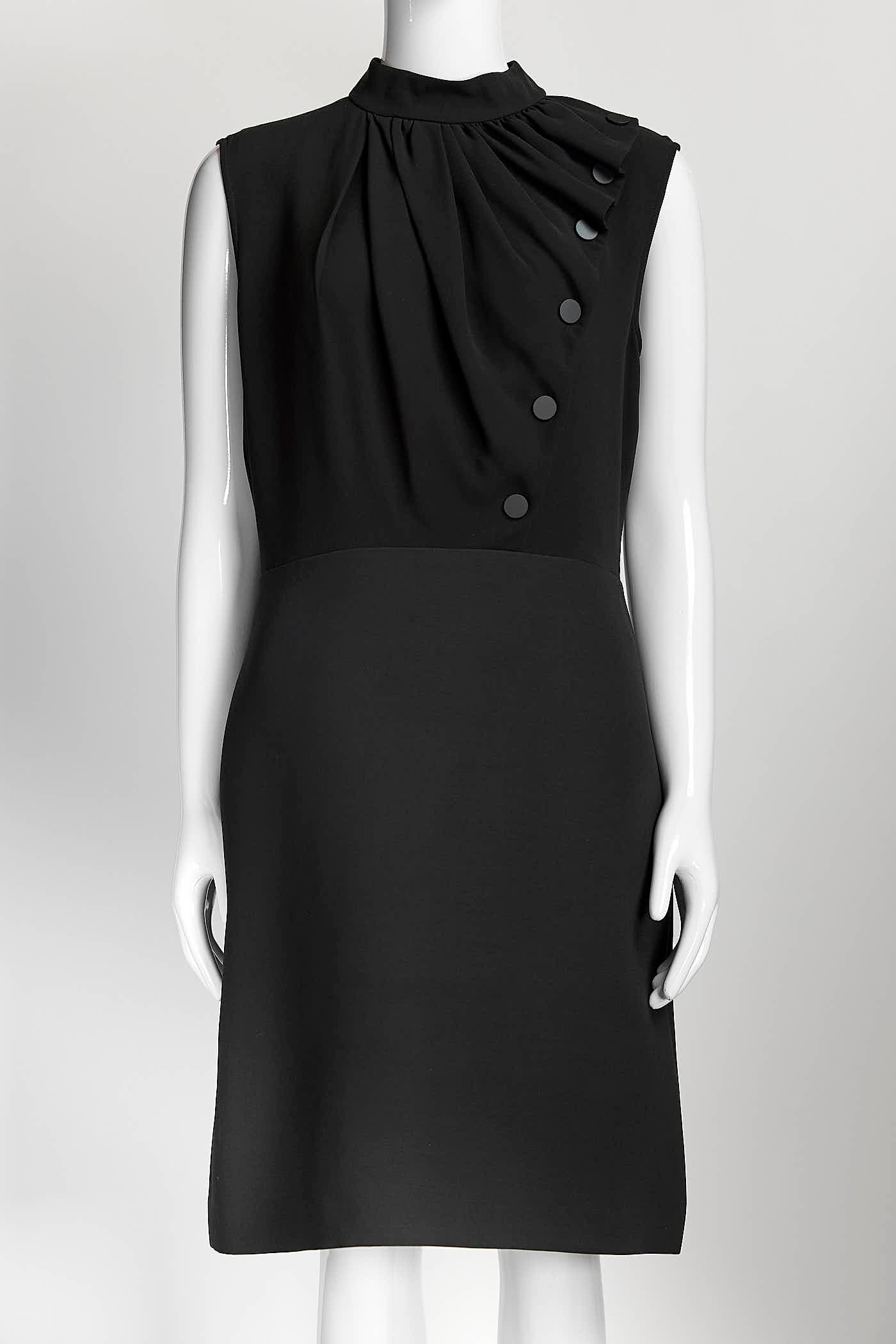Louis Vuitton Black Sleeveless Button Detail Dress 38