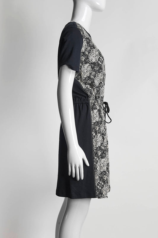 Louis Vuitton Navy Silk Printed Dress 36