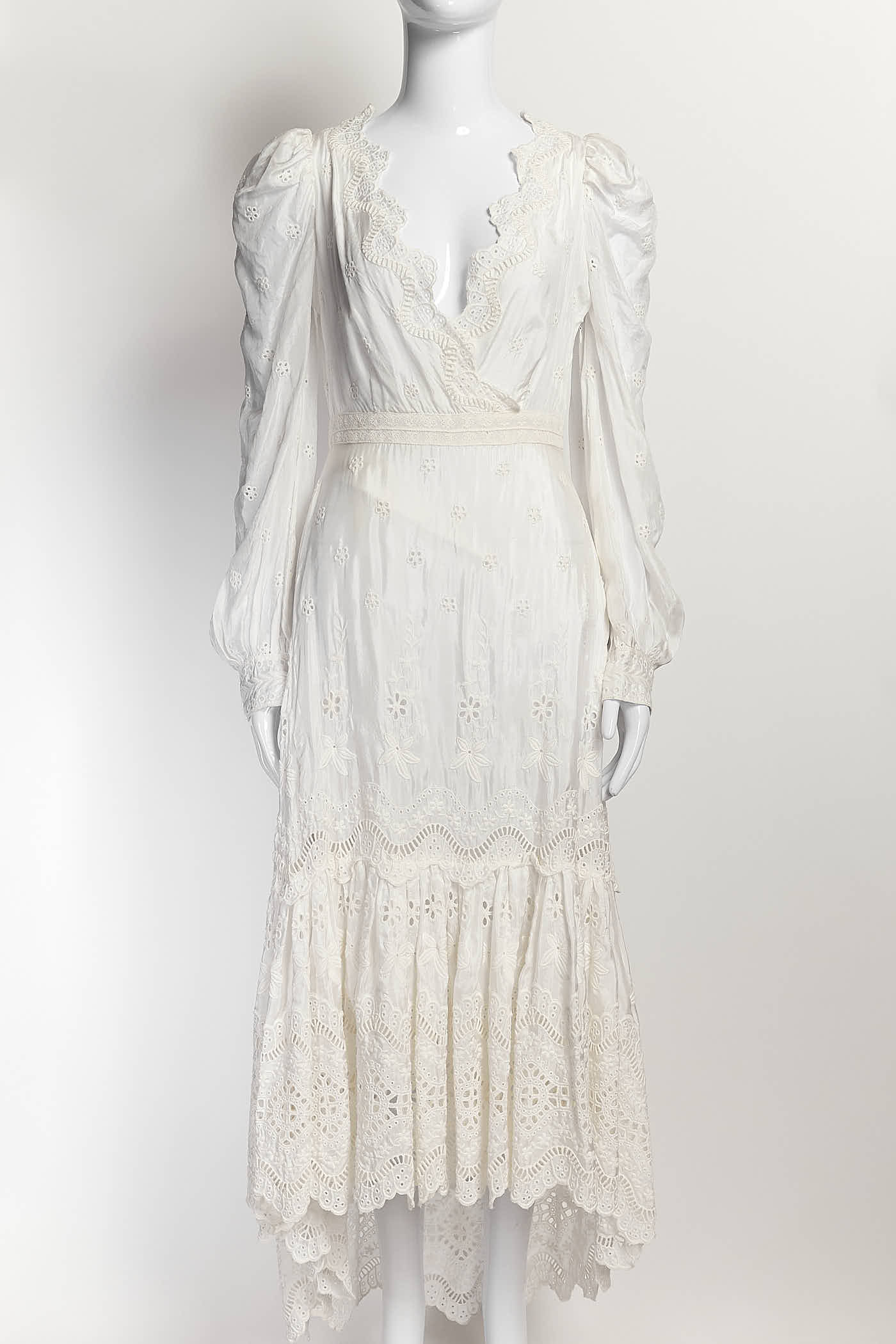 Love Shack Fancy White Eyelet Long Dress 0
