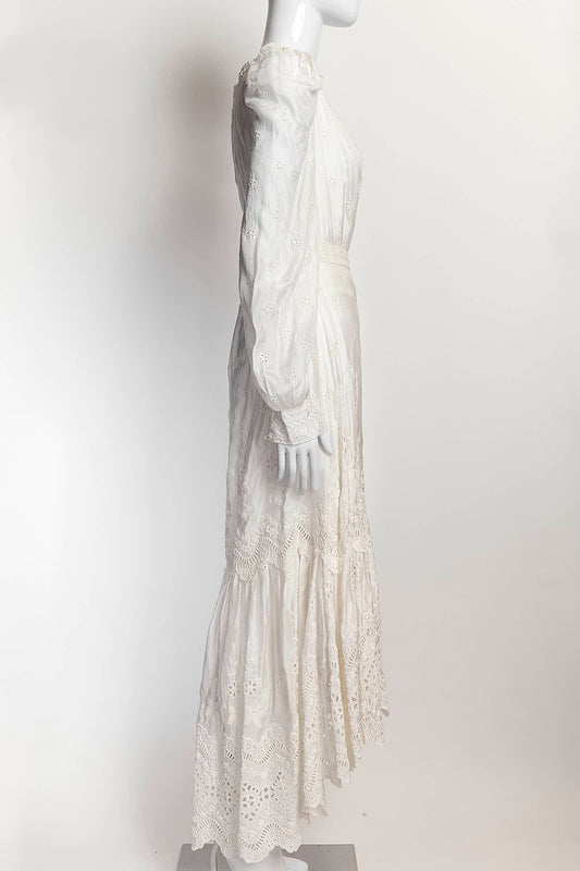 Love Shack Fancy White Eyelet Long Dress 0