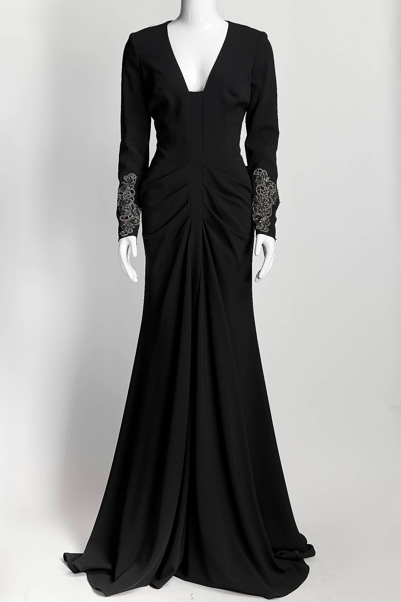 Lucian Matis Black Evening Gown Beaded Detail 4