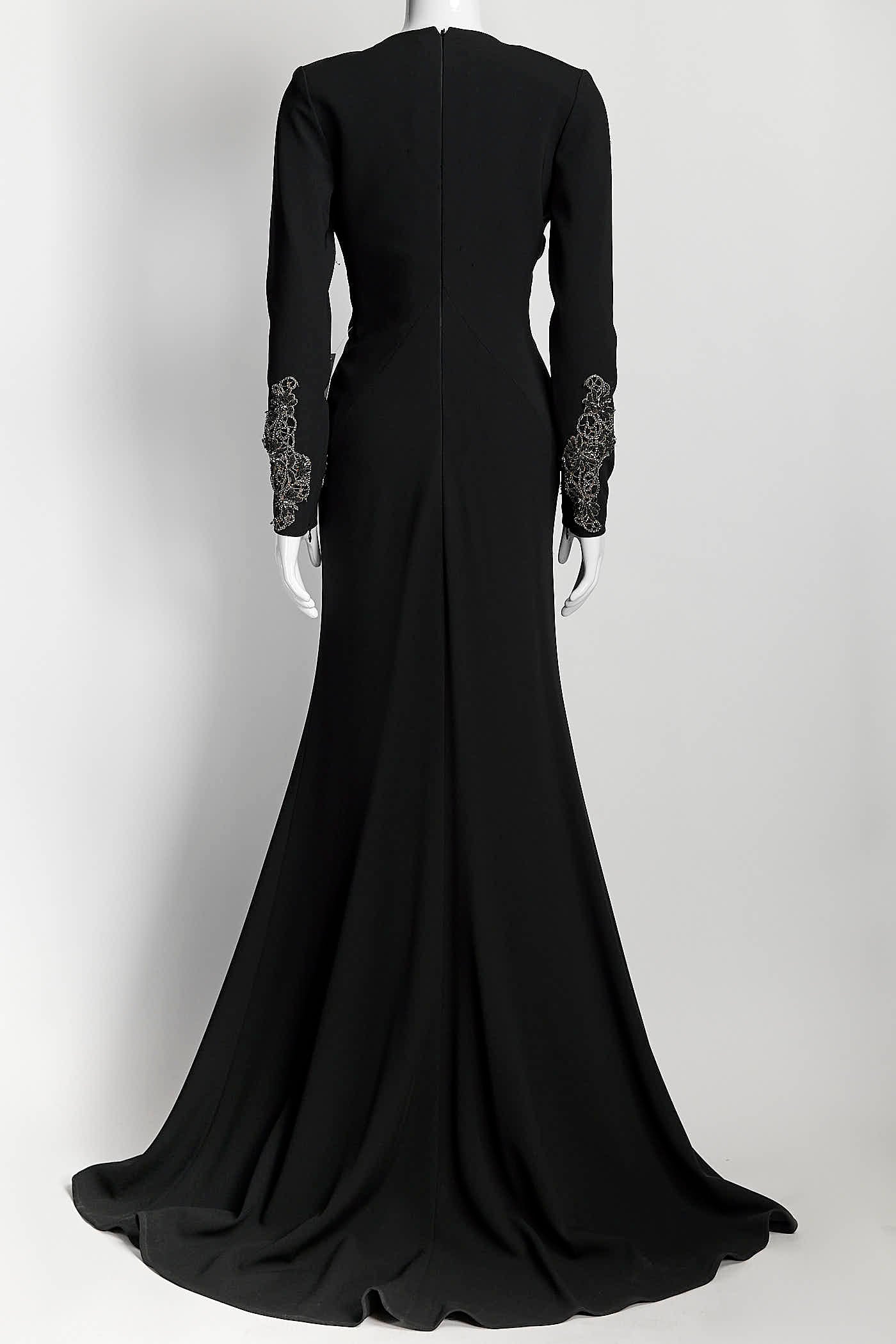 Lucian Matis Black Evening Gown Beaded Detail 4