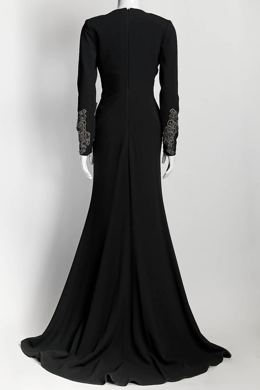 Lucian Matis Black Evening Gown Beaded Detail 4