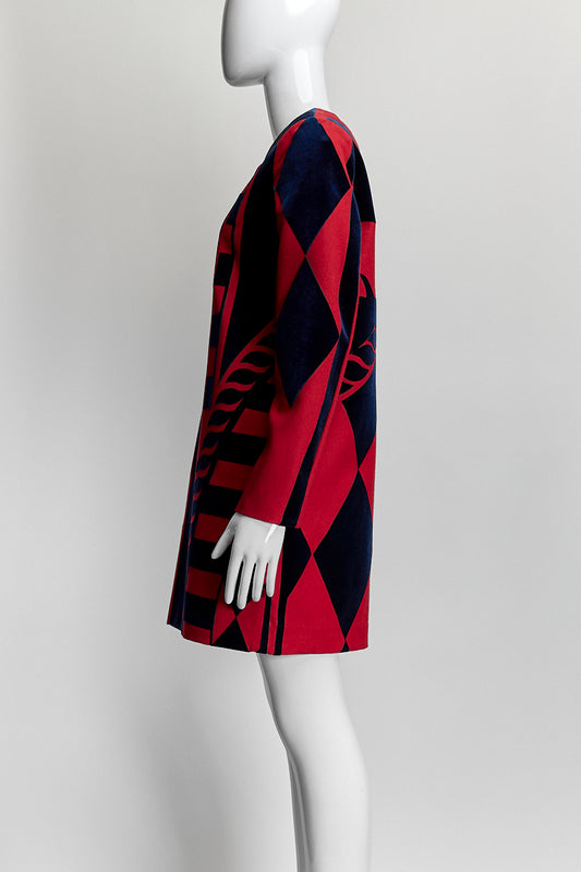 MCM Navy/Red Patterned Dress M