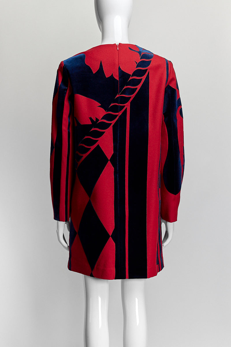 MCM Navy/Red Patterned Dress M