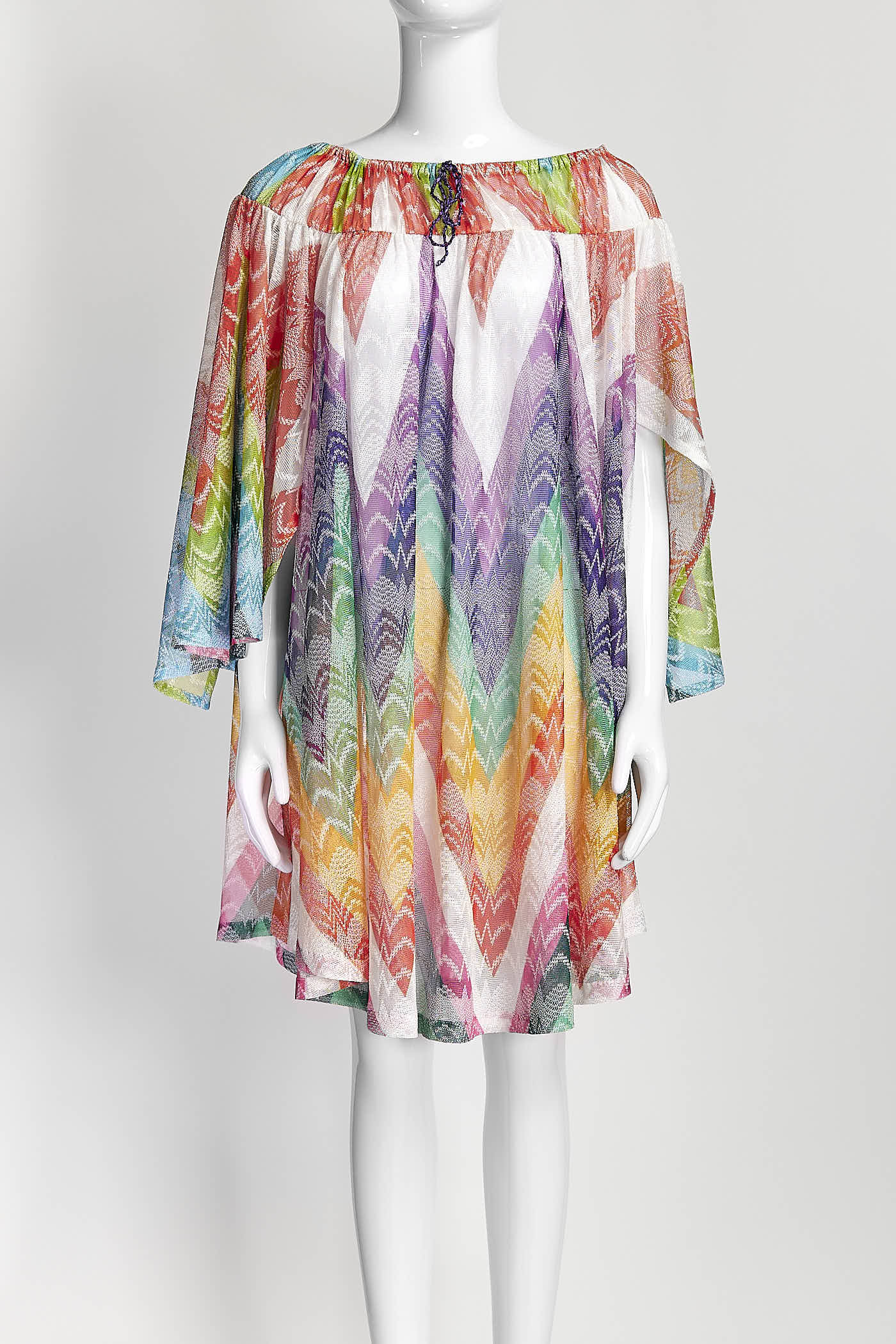 MISSONI Off-The-Shoulder Gathered Crochet-Knit Mini Dress 46