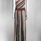 MISSONI One-shoulder Striped Metallic Crochet-knit Maxi Dress 46