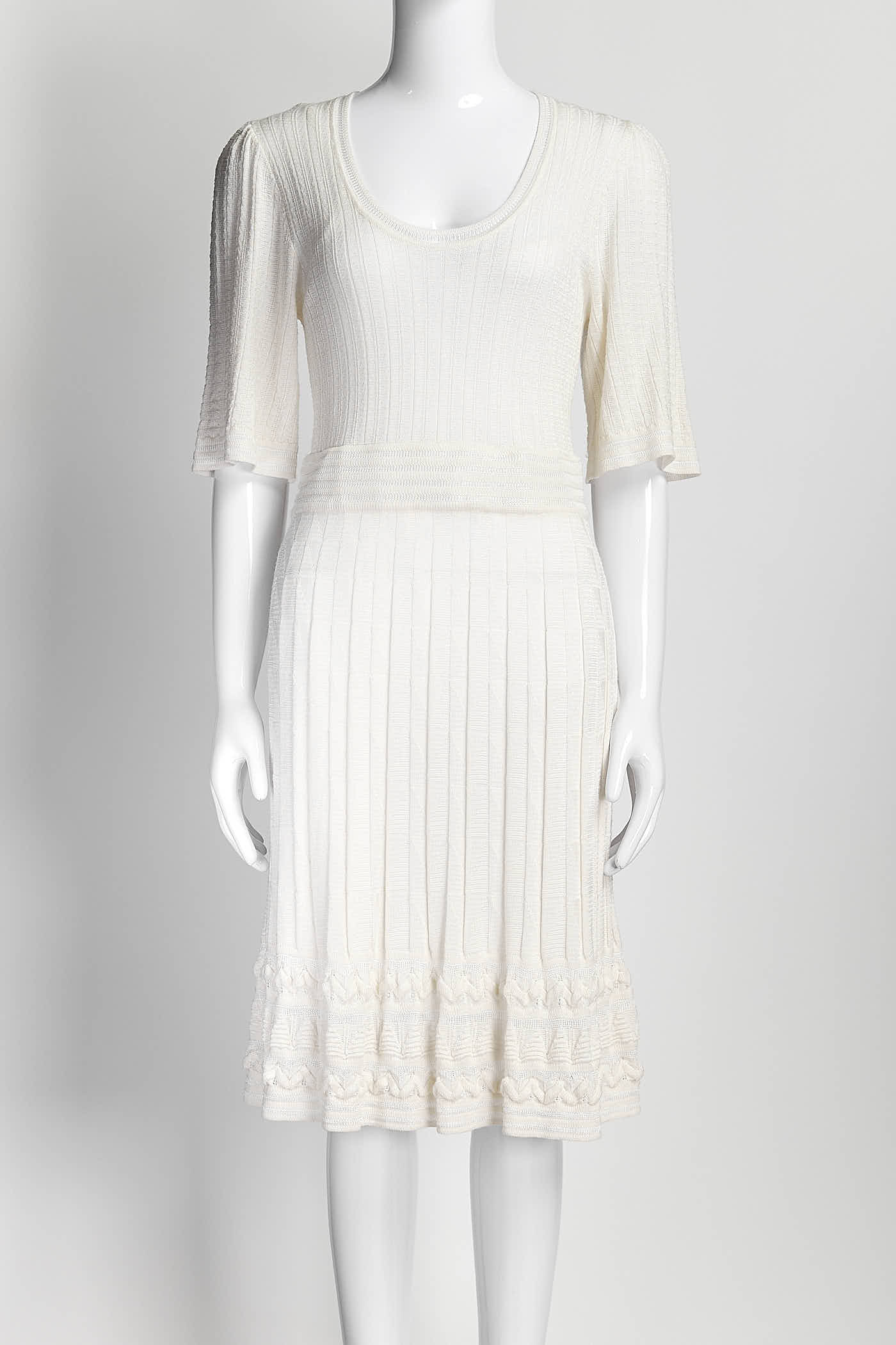 M Missoni Cream Kint Short-sleeved Dress 42