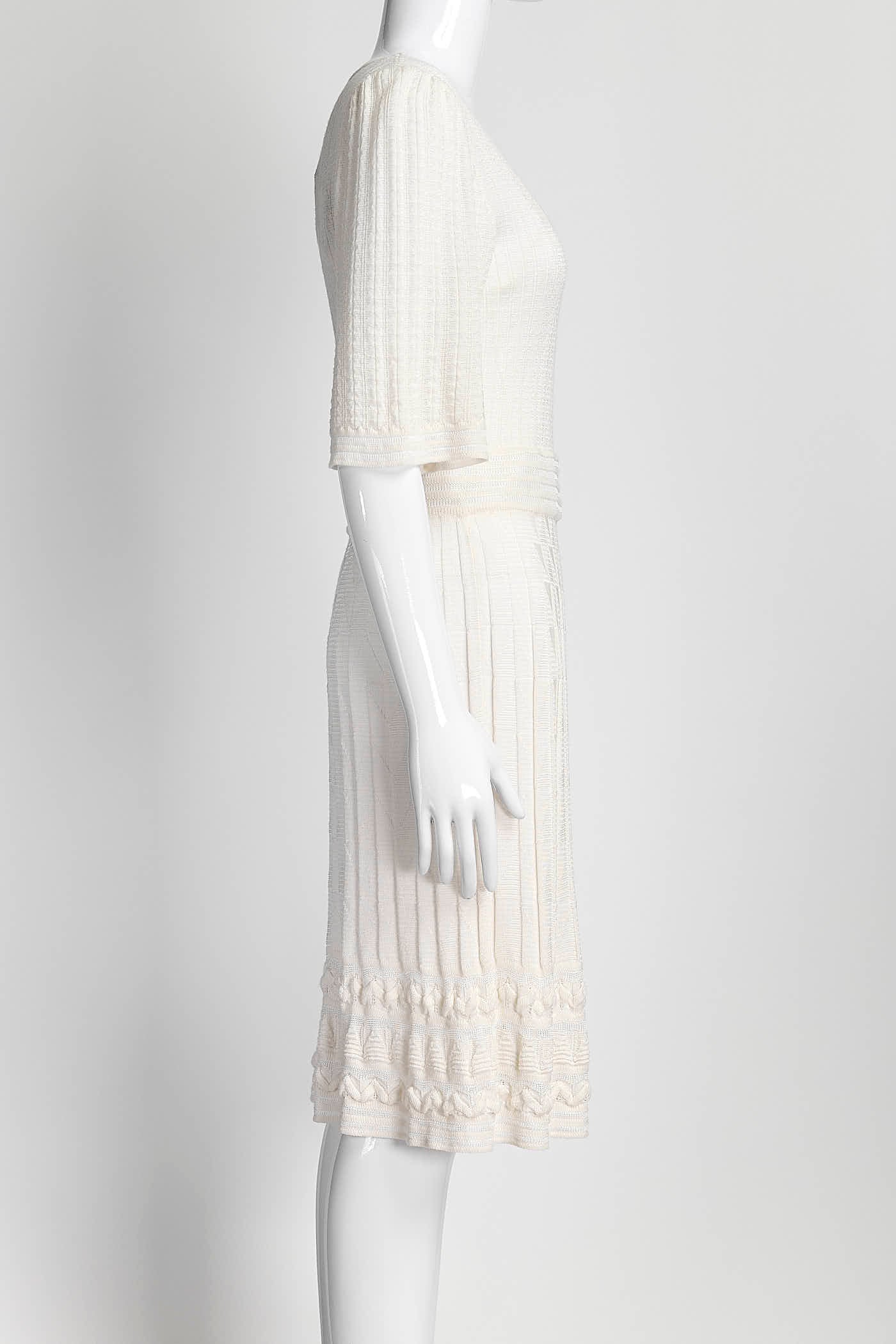 M Missoni Cream Kint Short-sleeved Dress 42