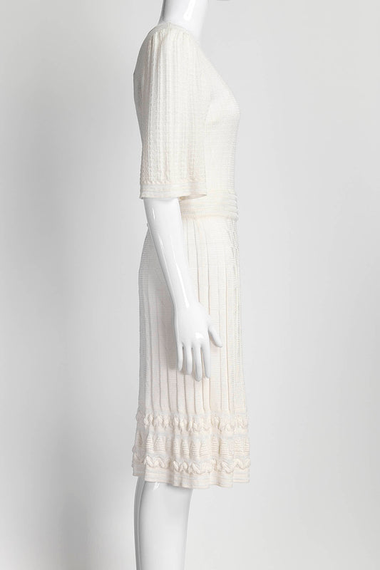 M Missoni Cream Kint Short-sleeved Dress 42