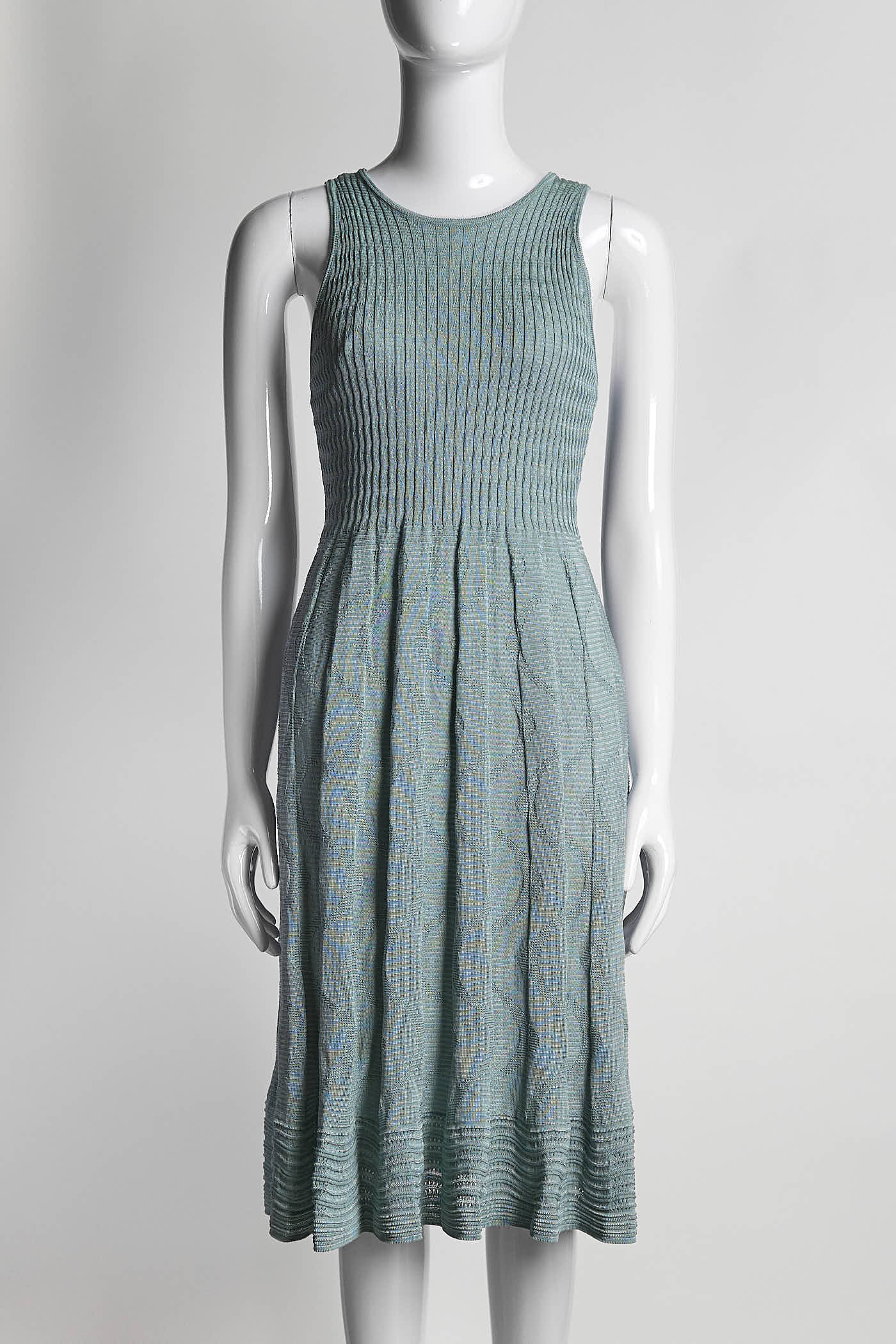 M Missoni Green Kint Sleeveless Dress 44