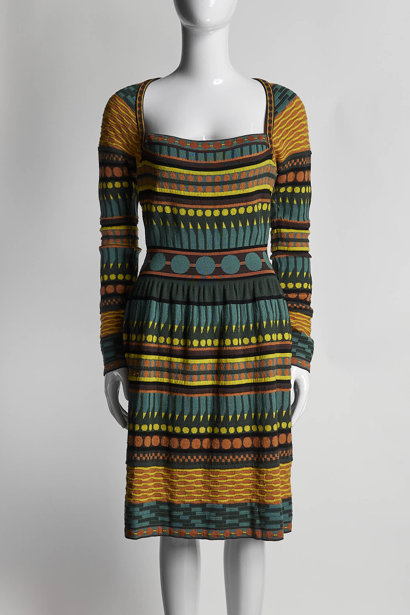 M Missoni Green Striped Mini Dress 44