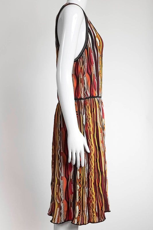 M Missoni Orange Striped Kint Sleeveless Dress 44