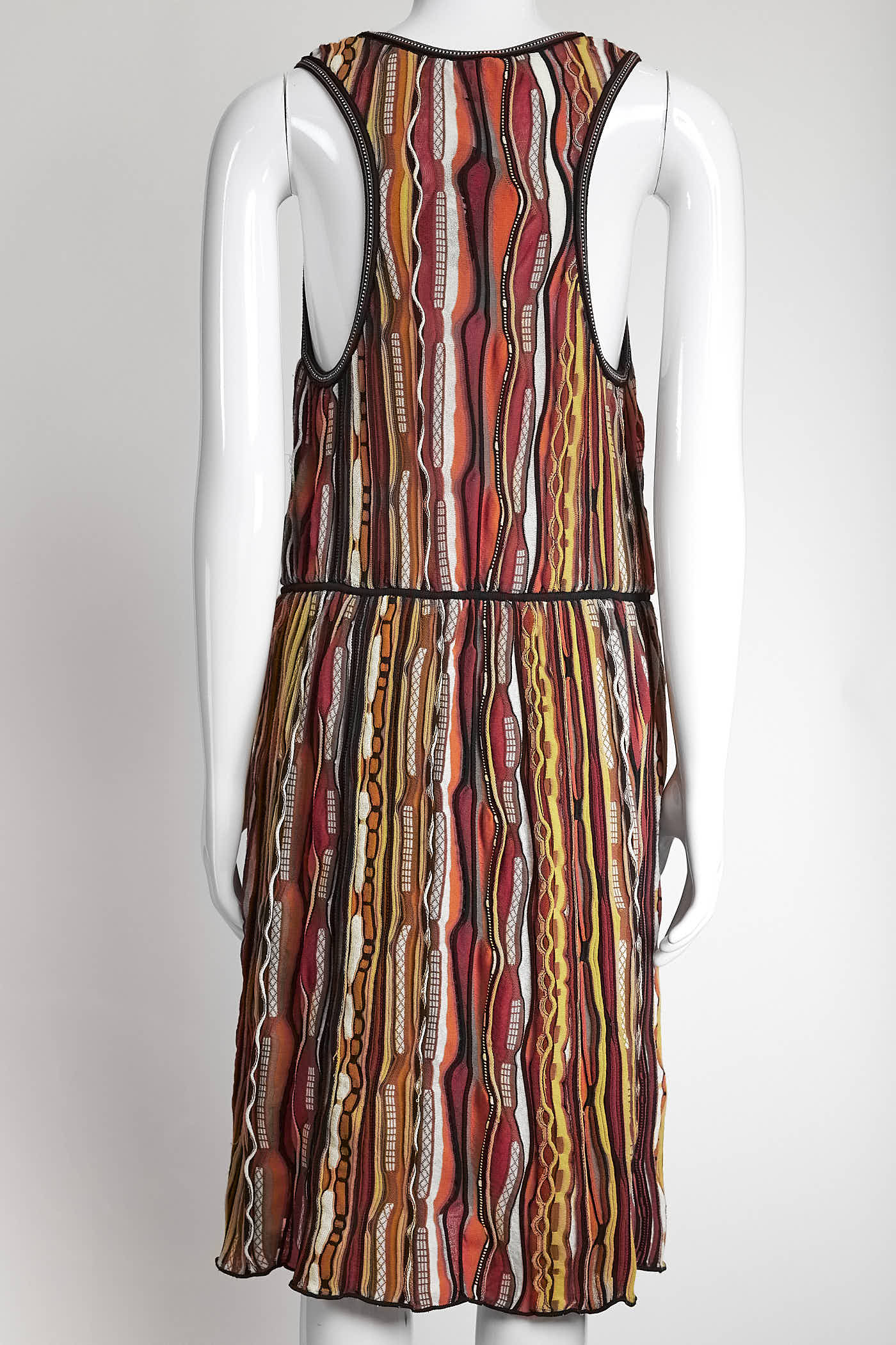 M Missoni Orange Striped Kint Sleeveless Dress 44