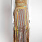 M Missoni Yellow Multicolor Crochet-knit Fringed Dress 42