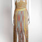 M Missoni Yellow Multicolor Crochet-knit Fringed Dress 42