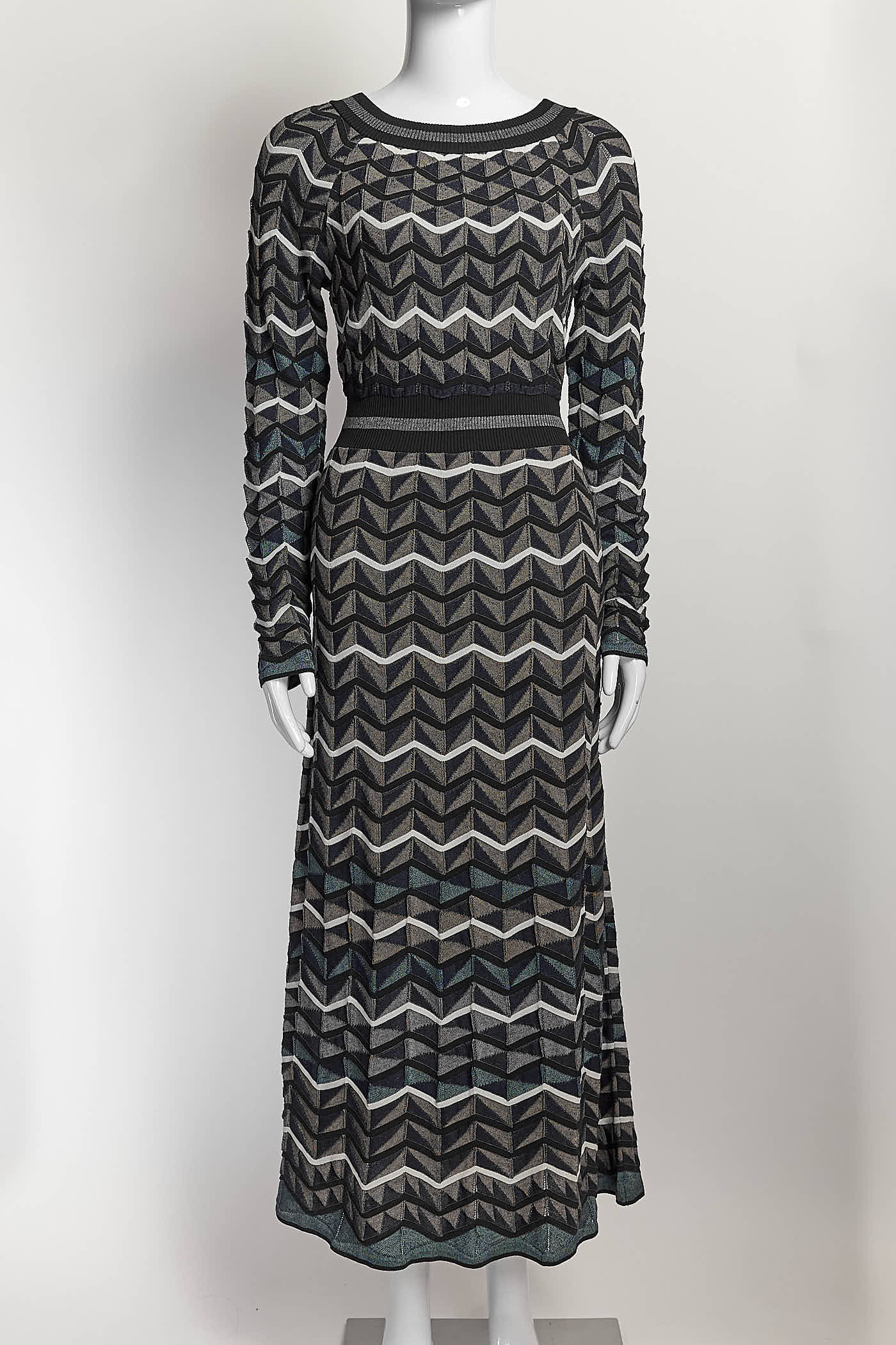 M Missoni Zig Zag Pattern Knit Midi Dress 44
