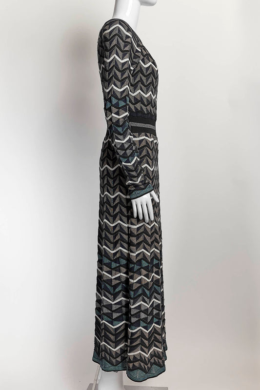 M Missoni Zig Zag Pattern Knit Midi Dress 44