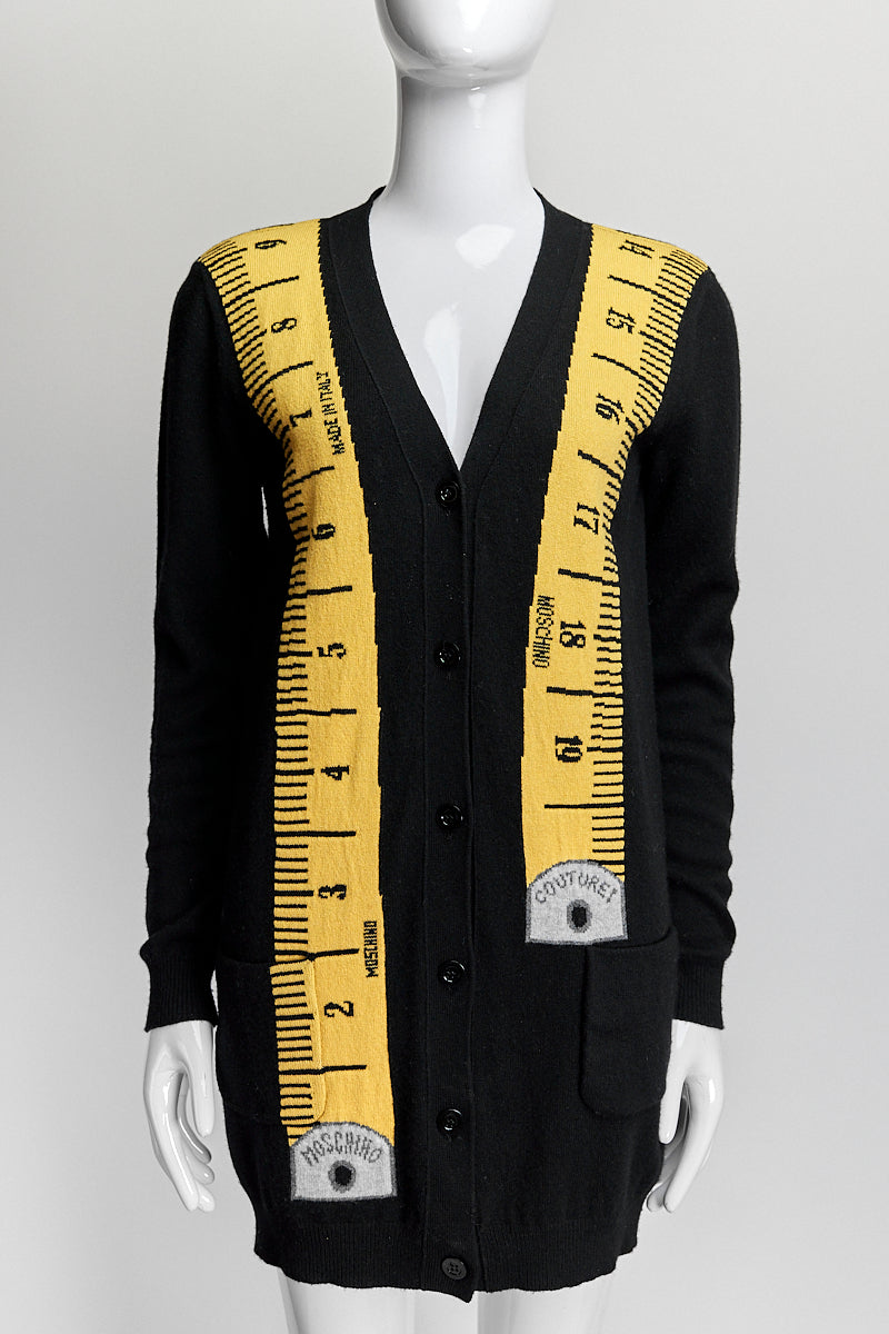 MOSCHINO BLACK MEASURING TAPE CARDIGAN IT38