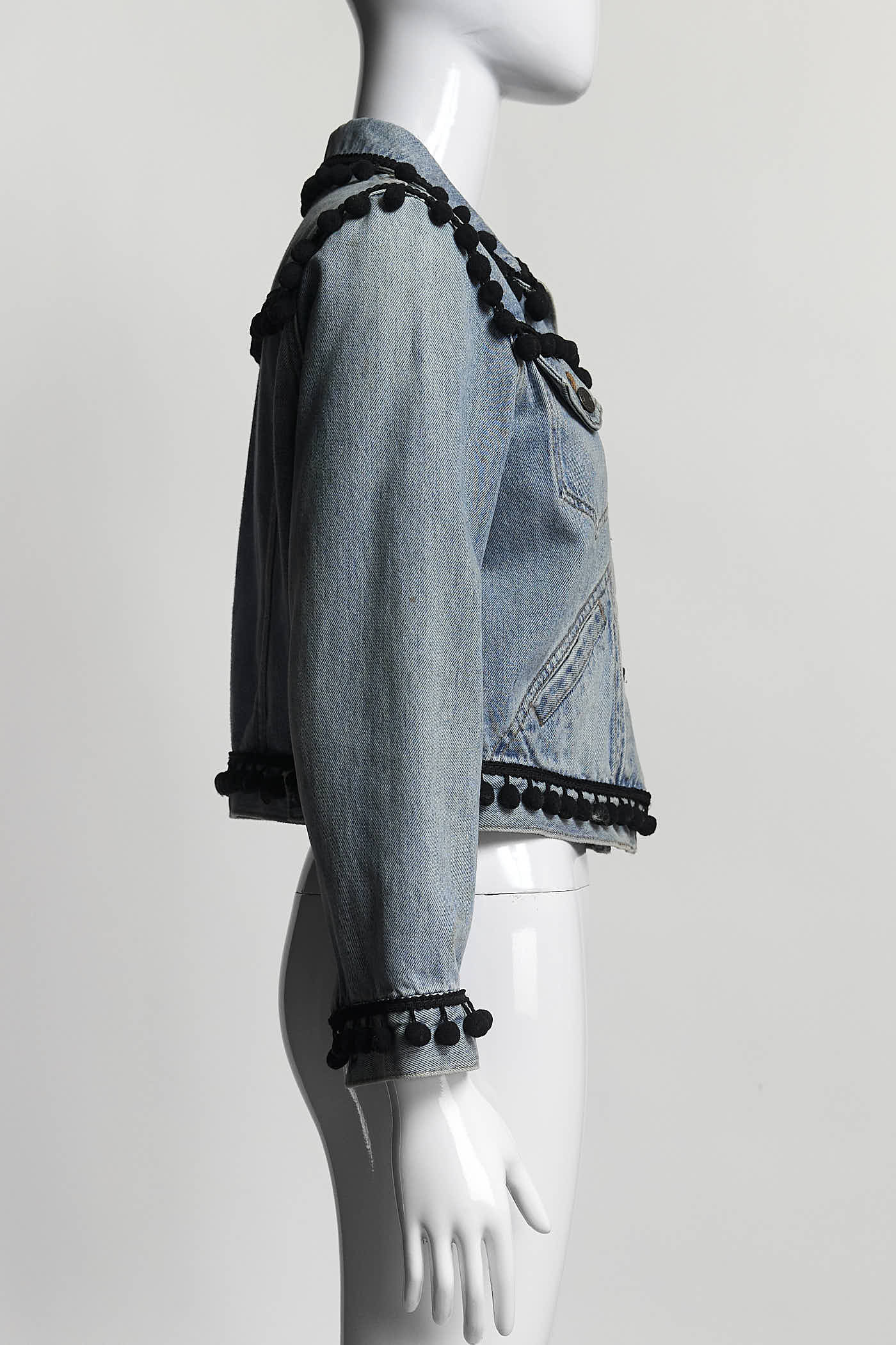 Marc Jacobs Shrunken Denim Pom Pom Jacket M