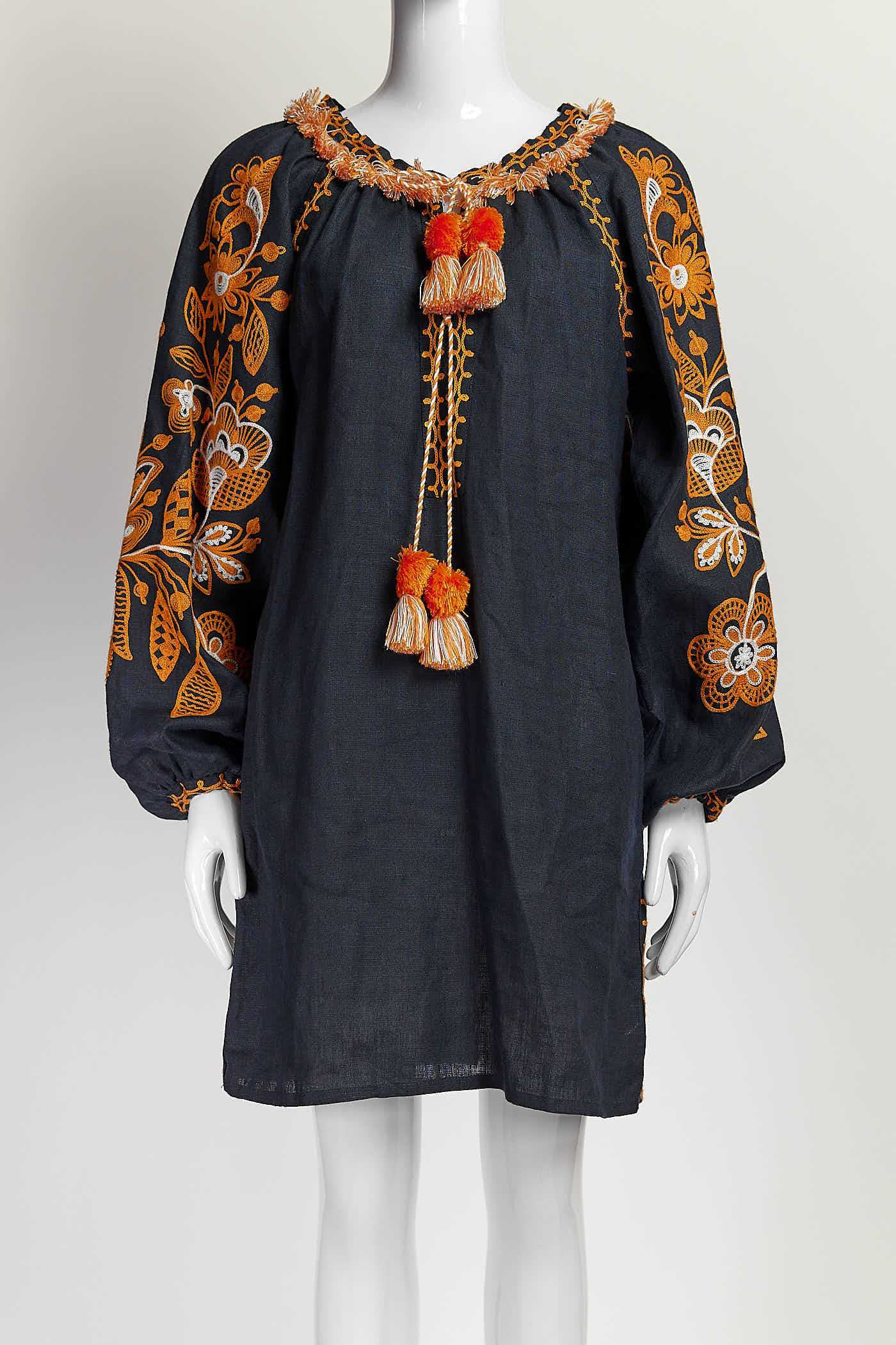 March 11 Navy Orange Embroidered  Dress XS