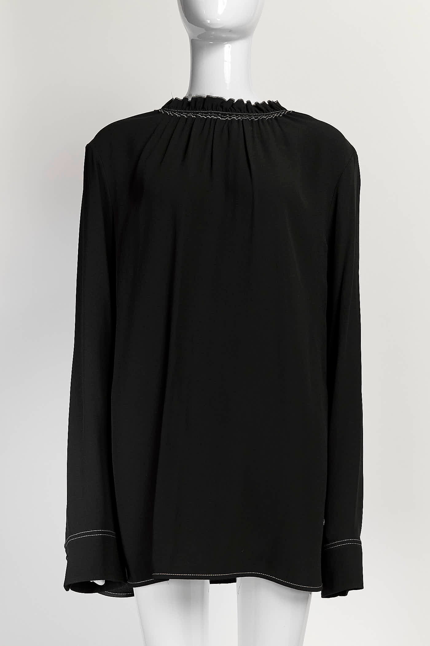 Marni Black with White Stitch Blouse 44