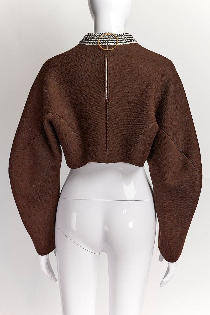 Marni Brown Crop Knit Sweater IT 38