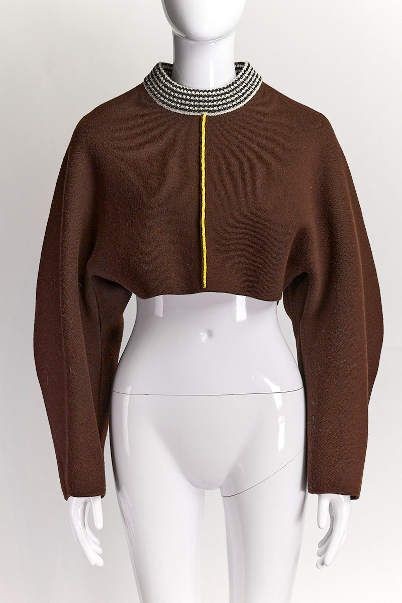 Marni Brown Crop Knit Sweater IT 38