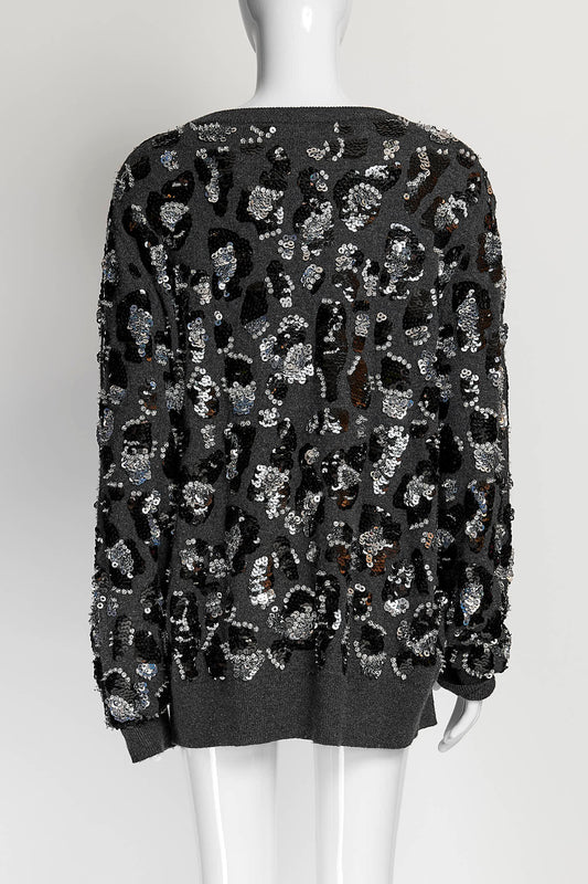 Michael Kors Leopard Cashmere Sequin Sweater XL