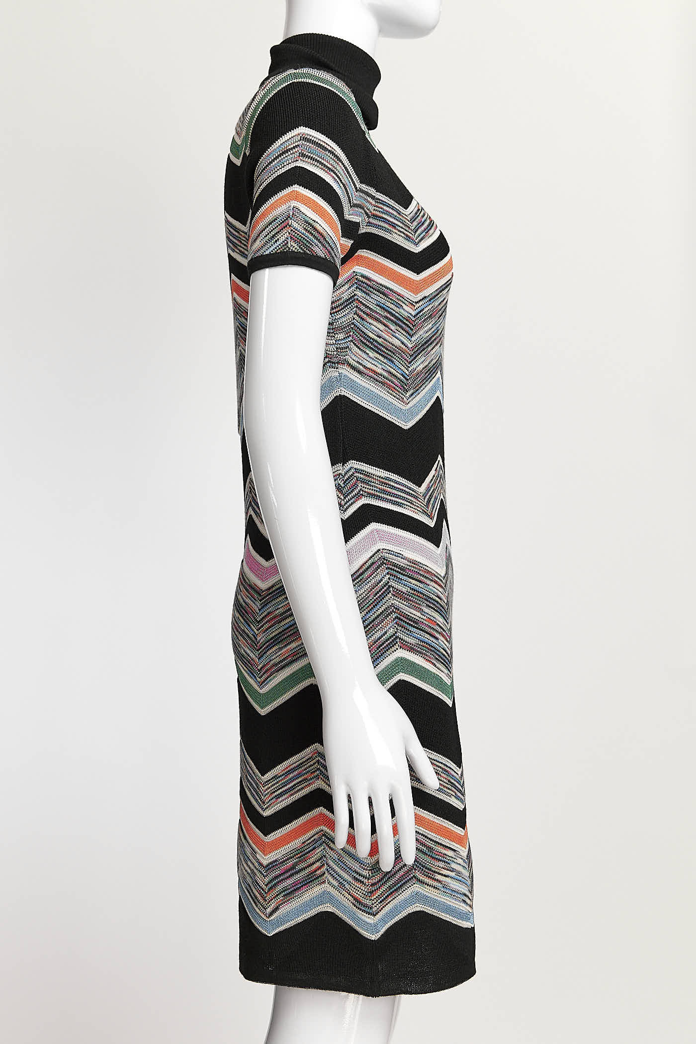 Missoni Black Multicolor Knit Turtleneck mini Dress 40