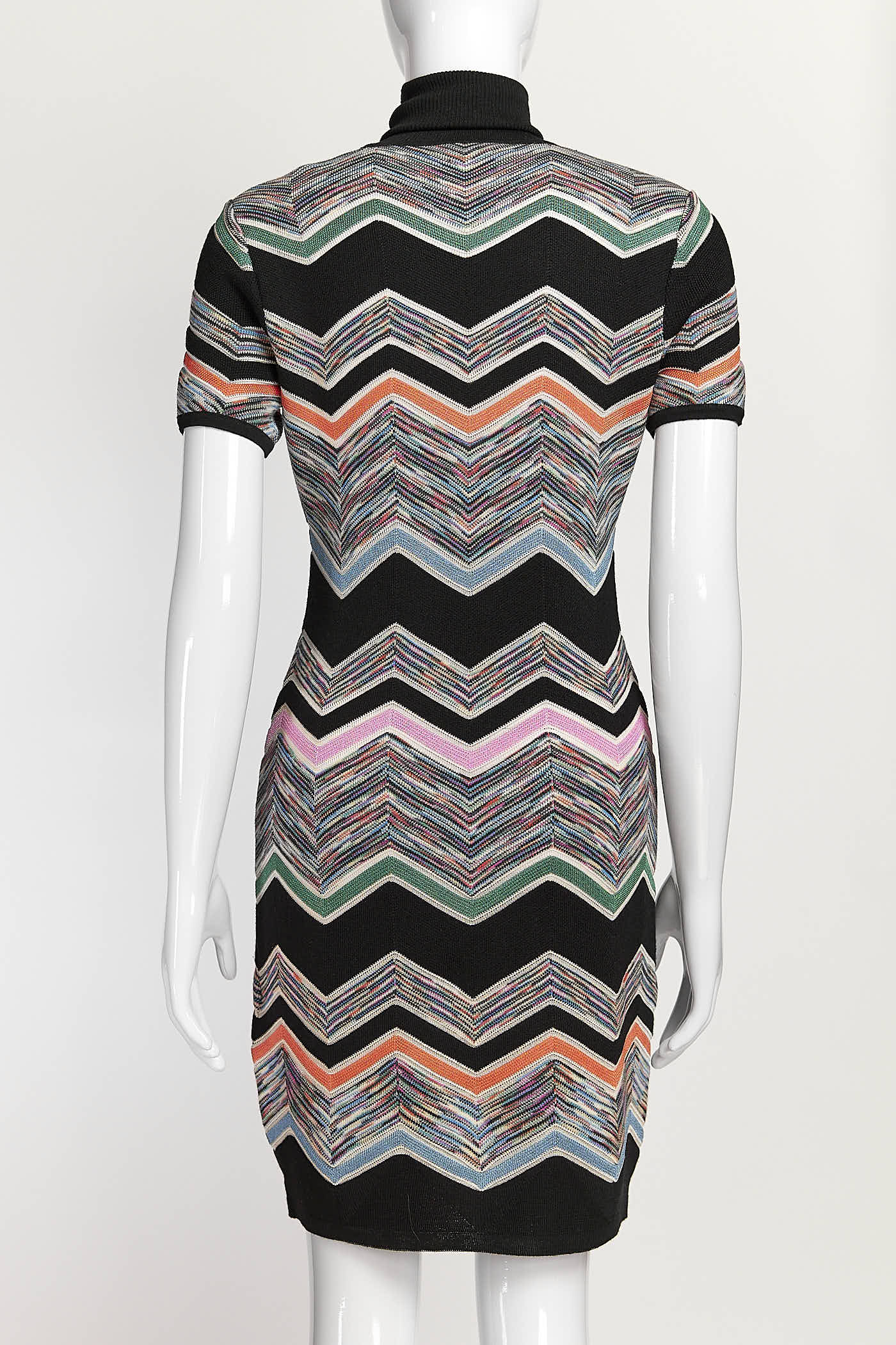 Missoni Black Multicolor Knit Turtleneck mini Dress 40