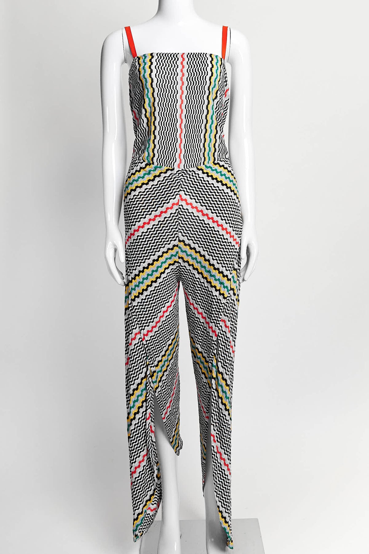 Missoni Black Orange Striped Kint Jumpsuit 40