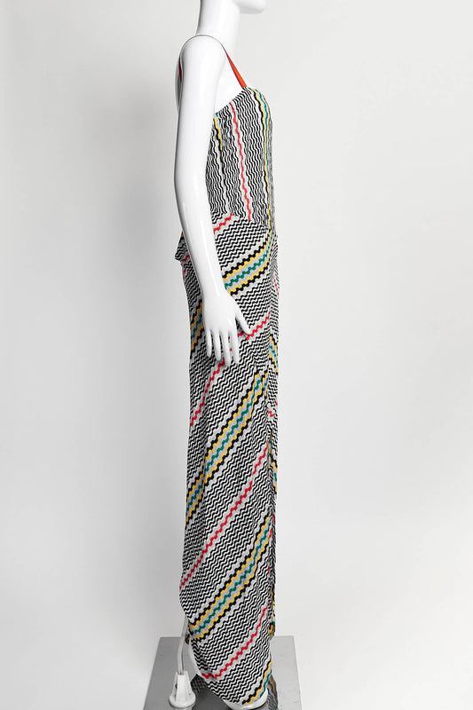 Missoni Black Orange Striped Kint Jumpsuit 40