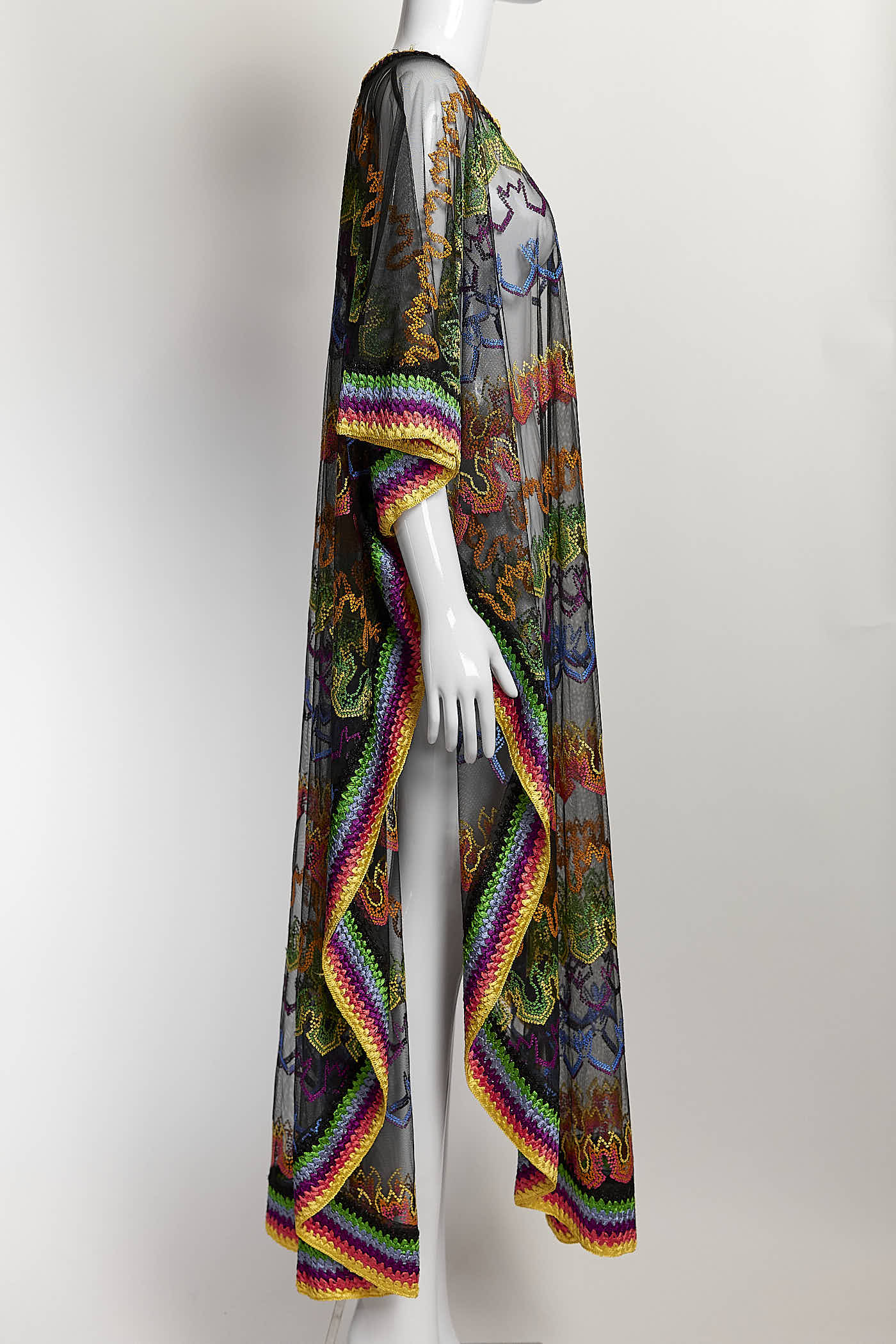 Missoni Black Sheer Multicolor Cape 46