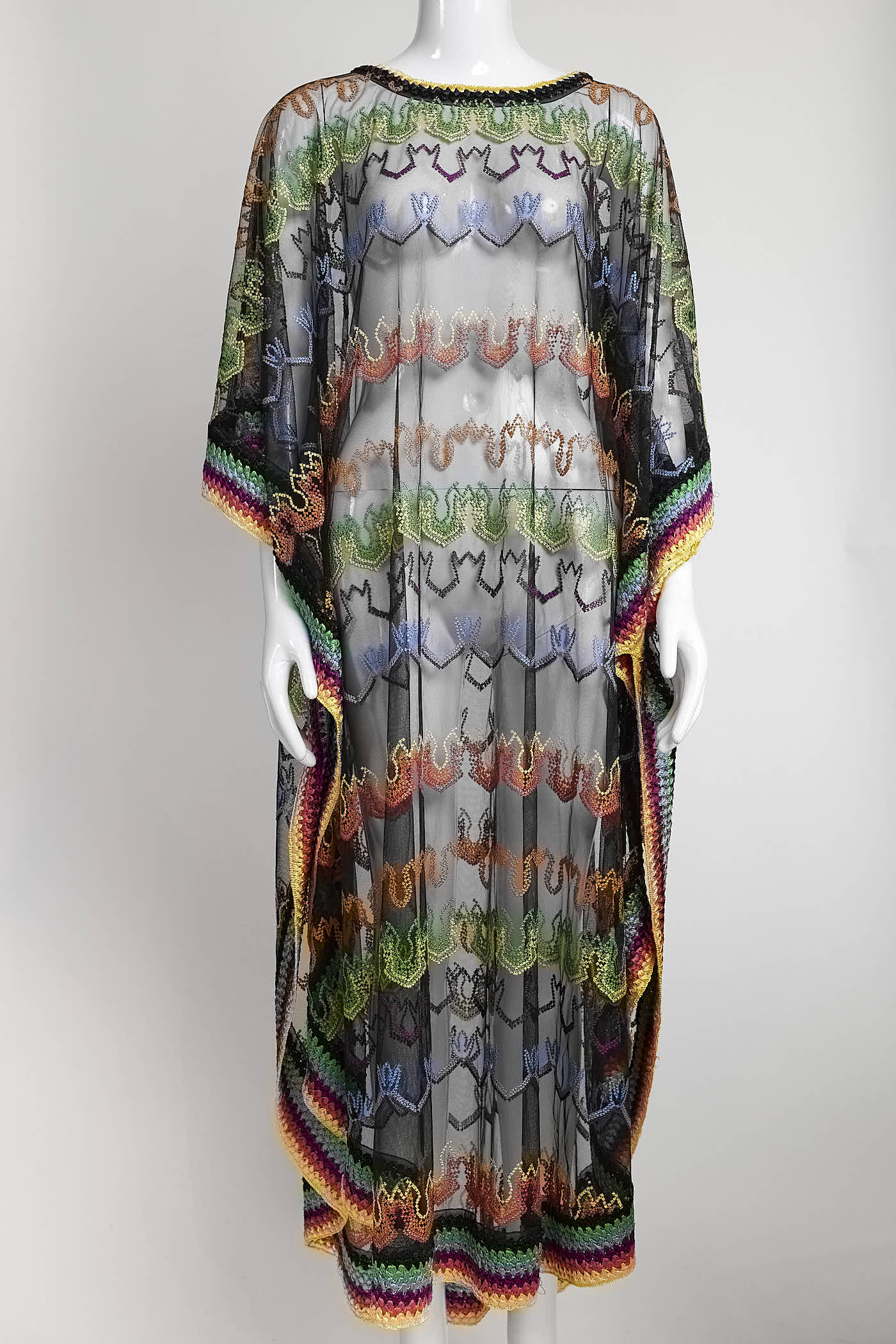 Missoni Black Sheer Multicolor Cape 46