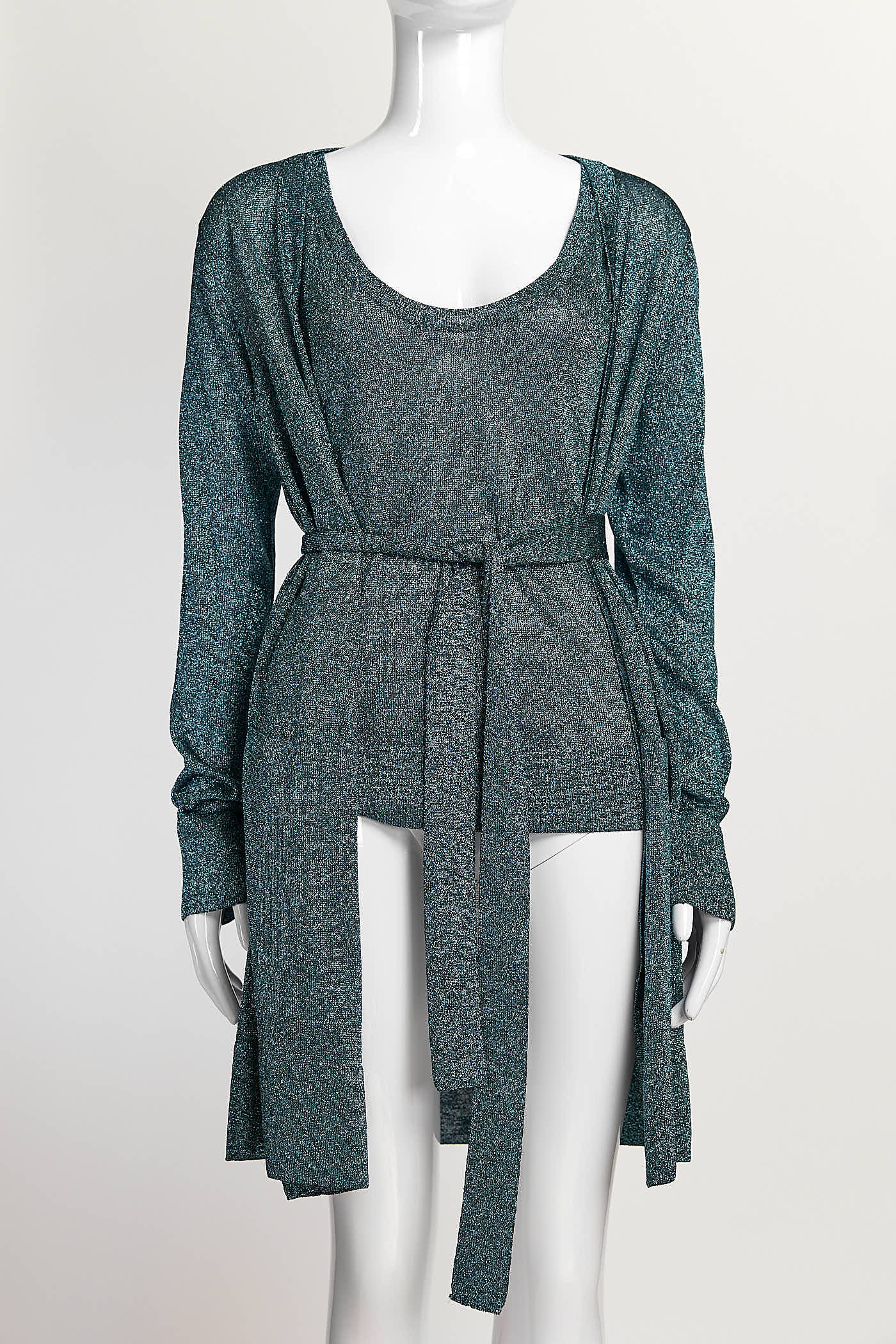 Missoni Blue Metallic Knit Cardigan/Tank Set 40