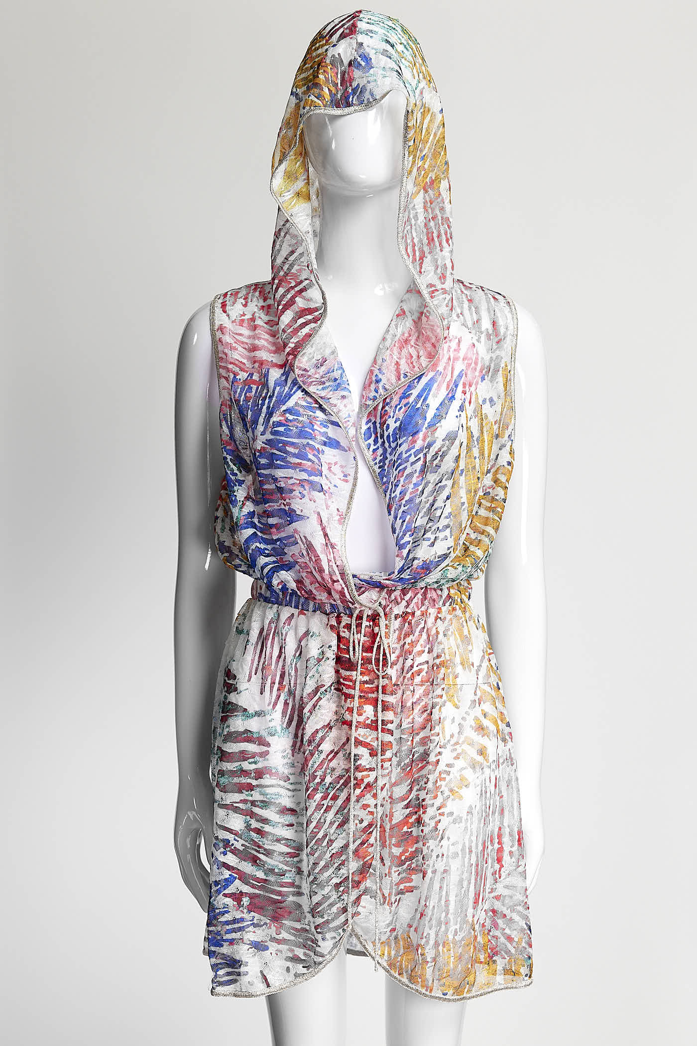 Missoni Mare Hooded Wrap Knit Mini Dress Cover up 42