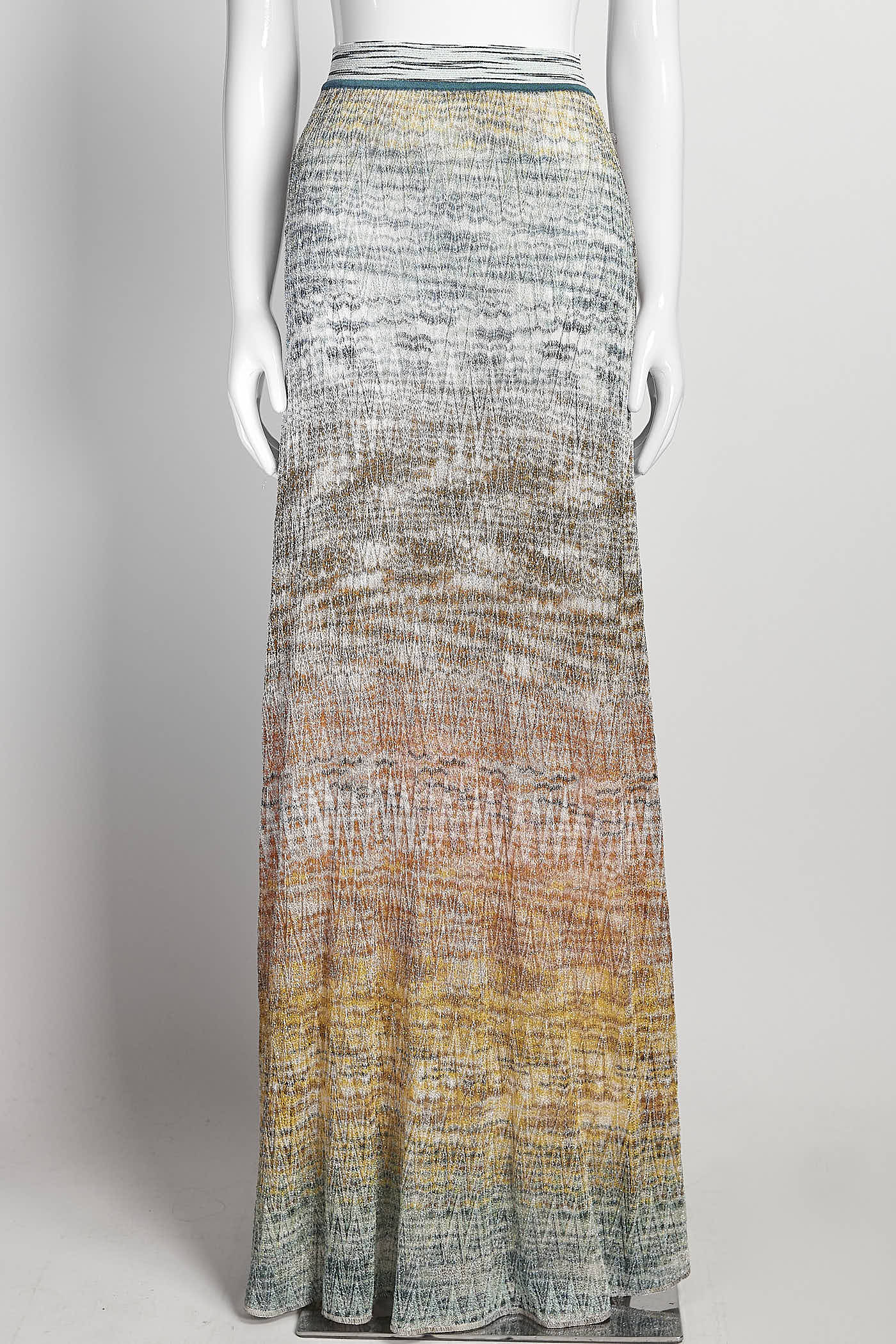 Missoni Metallic Multicolor Knit Maxi Skirt 40